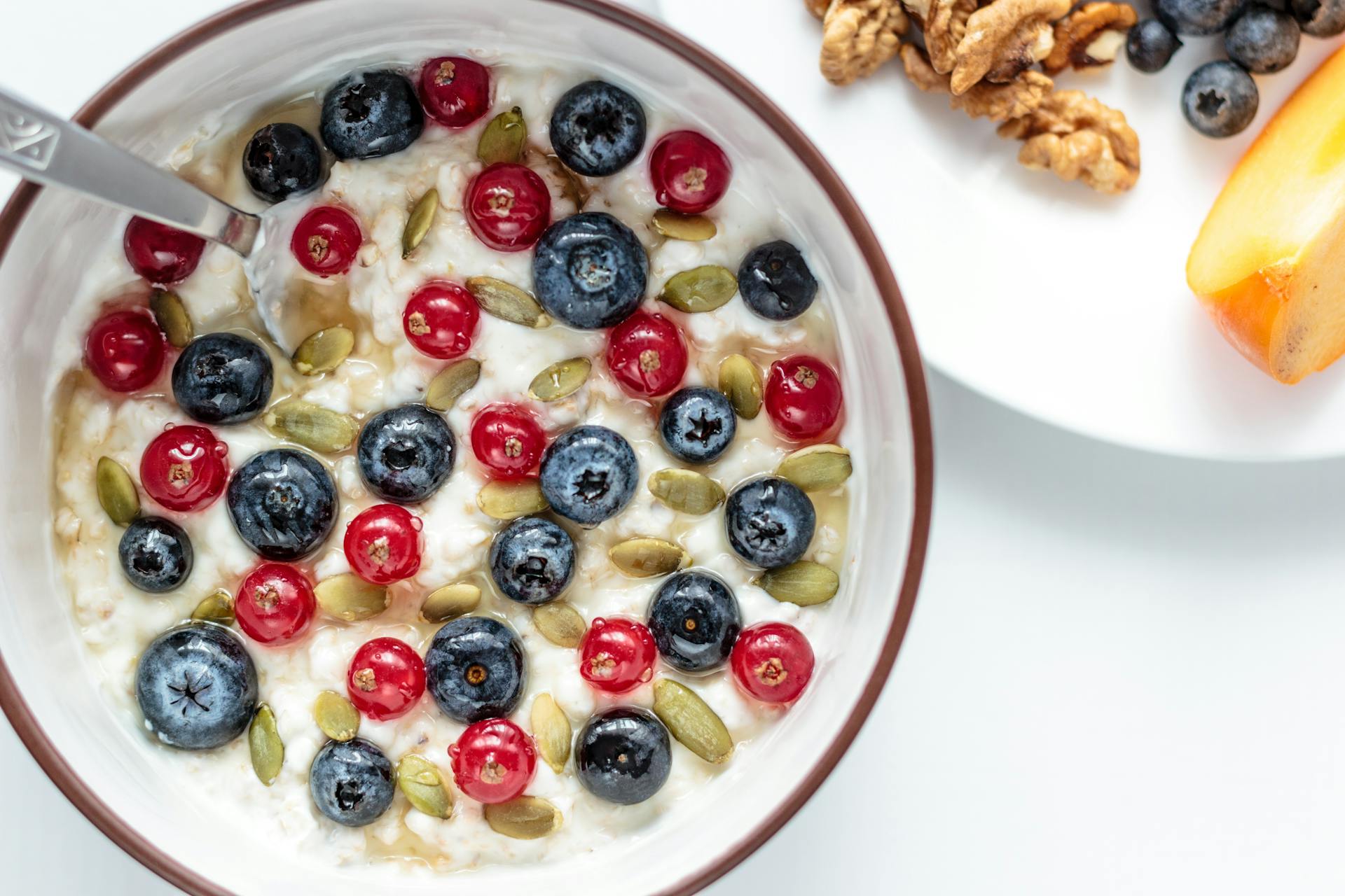 Yogurt topped with fresh fruit